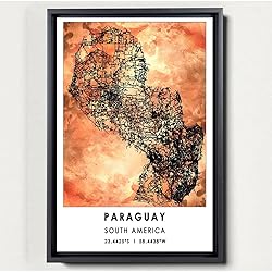Paraguay Map Poster, South America Map Art