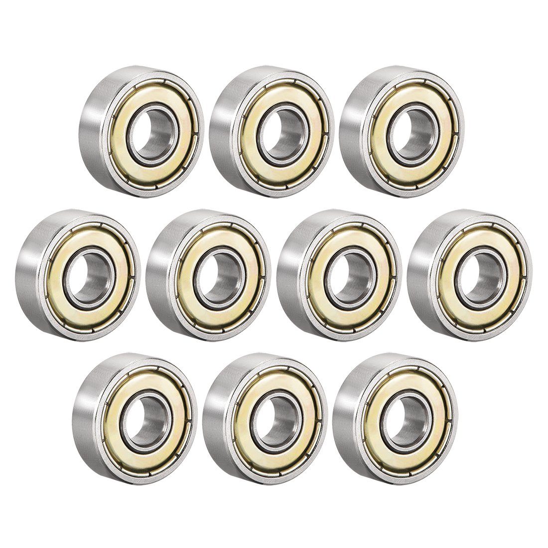 sourcing map 607ZZ Deep Groove Ball Bearing Double Shield 607-2Z 80017 7mm x 19mm x 6mm High Carbon Steel Z1 Bearings (Pack of 10)