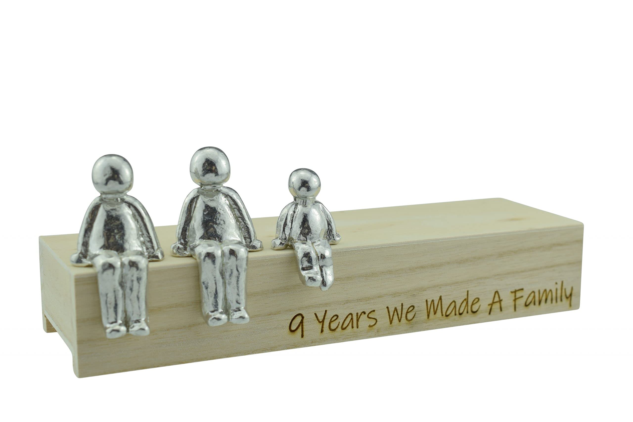 Pirantin 9th Anniversary Idea - 9 Years We Made A Family Metal Ornament - Choose Your Family Combination Box & Woodgrain May Vary(1 child)