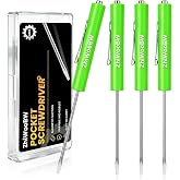 ZhiWooBW 4 Pcs Green Pocket Screwdriver Magnetic Mini Slotted Flathead | Portable Slotted Pocket Screwdriver Hand Tool Set for Mechanics, Electricians, Auto Techs &amp; Everyday Maintenance