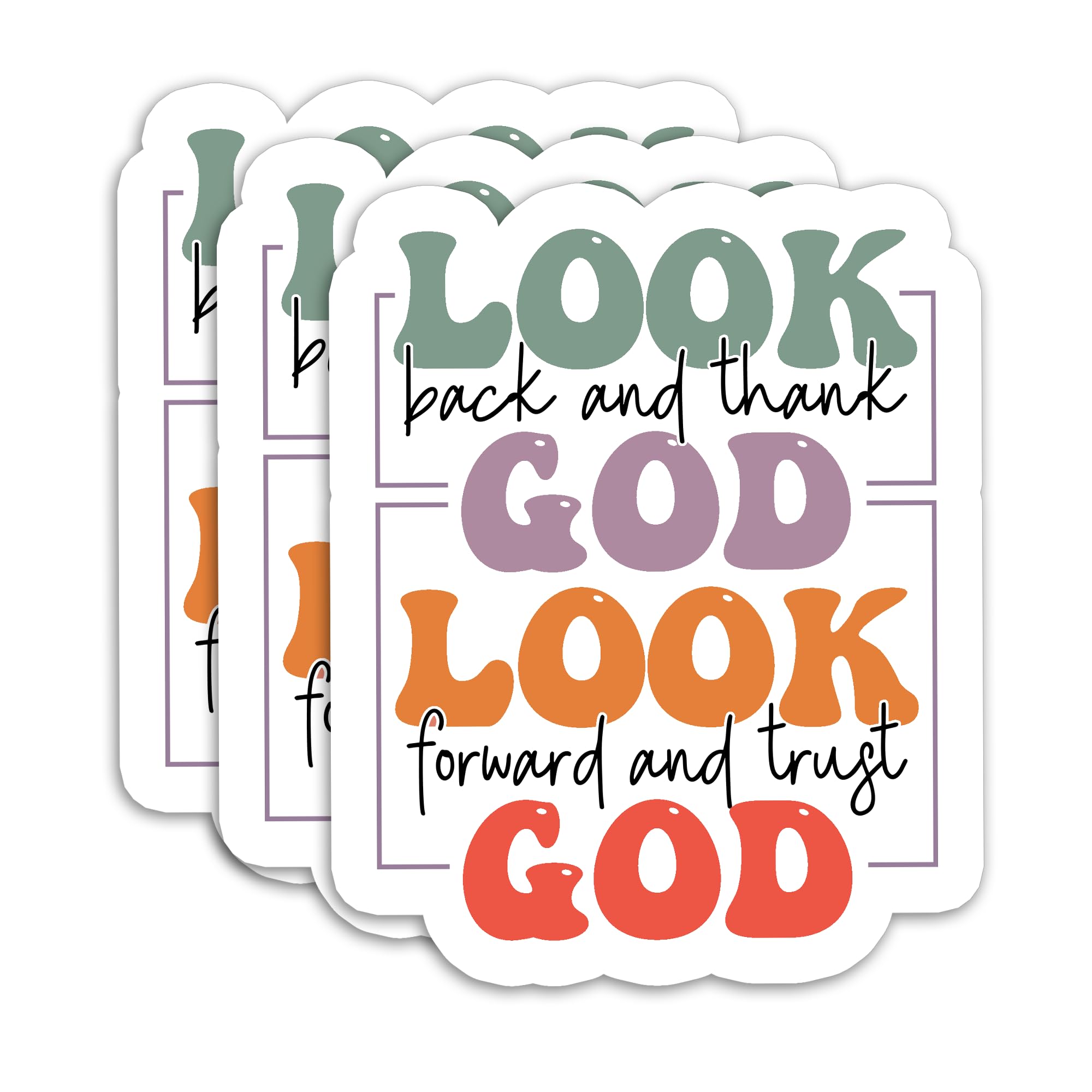Photo 1 of **ONLY 1 STICKER** Faith Stickers – Look Back and Thank God Christian Bible Verse Decals – Waterproof Vinyl Stickers for Laptops, Water Bottles, Tumblers – Religious Inspirational Gift - 3 x 2.4 Inch (3 Pack)