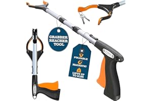 EZPIK® PRO 36" Long Reach Grabber Tool for Elderly - 90 cm Folding Magnetic Pick Up Stick - Grabber Stick for Disabled with R