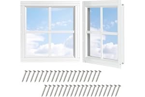 COLORPAPA 2 Pack Shed Windows, 12"x12" Transom Window Fixed Design with Tempered Glass for Shed, Chicken Coop, Playhouse, Household, Garage, Barns (White)