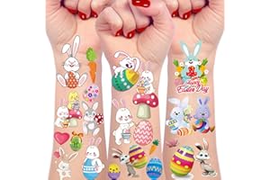 IMARISHA Easter Basket Stuffers Decorations Temporary Tattoos Gifts for Teens Kids, 110Pcs Easter Egg Bunny Party Favors Stickers Fake Tattoo Decoration Basket Stuffers Decoration Indoor Gifts for Kids
