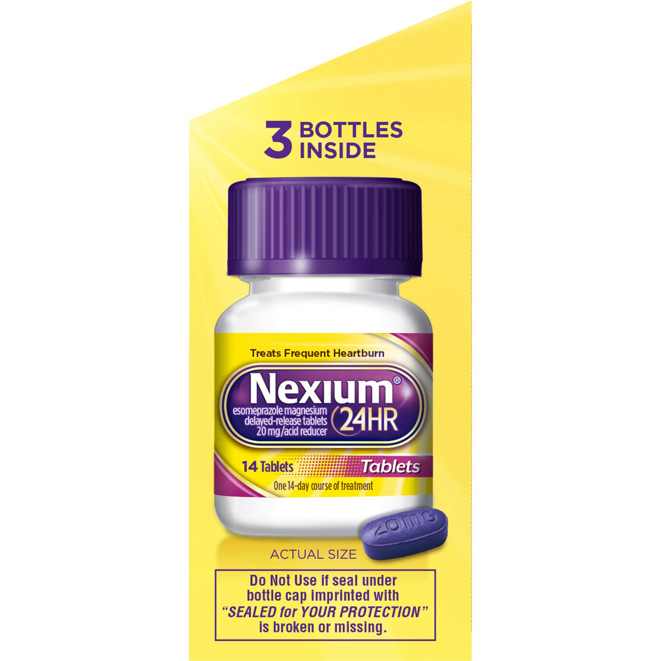 Nexium 24HR Acid Reducer Heartburn Relief Tablets for All-Day and All-Night Protection from Frequent Heartburn, Heartburn Medicine with Esomeprazole Magnesium - 42 Count