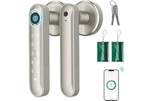 ENOKER Smart Fingerprint Door Lock - 5 in 1 Keyless Entry Door Knob Lock with Handle APP/100 Fingerprints/IC Cards/Passcode/Key, Electronic Biometric Door Deadbolt Keypad for Bedroom Home Office Hotel