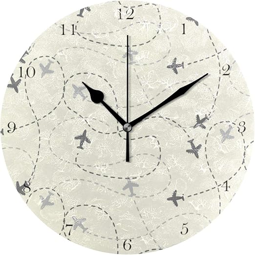 Lazen Decoracion Del Hogar Reloj De Pared Ruta Del Avion Imprimir