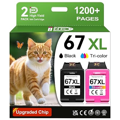 67XL Compatible for HP 67 Ink Cartridges Black Color Combo Pack Used for HP Envy 6055e 6400 6000 6065e 6458e 6455e DeskJet 2855e 4100 4152e 4255e 2755e 2700 2725 2755e 2752 4155e Printer