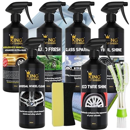 King of Sheen Waterless 11 Stück Auto Cleaning Kit, alles, was Sie brauchen, um Ihr gesamtes Fahrzeug zu einem Showroom-Stand