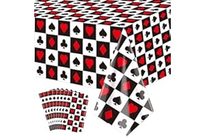 XJLANTTE 8Pcs Casino Tablecloths, Poker Table Cover, Rectangular Casino Theme Table Cloth for Picnic Birthday Playing Card Casino Party Decorations, 51 x 86.6 Inch