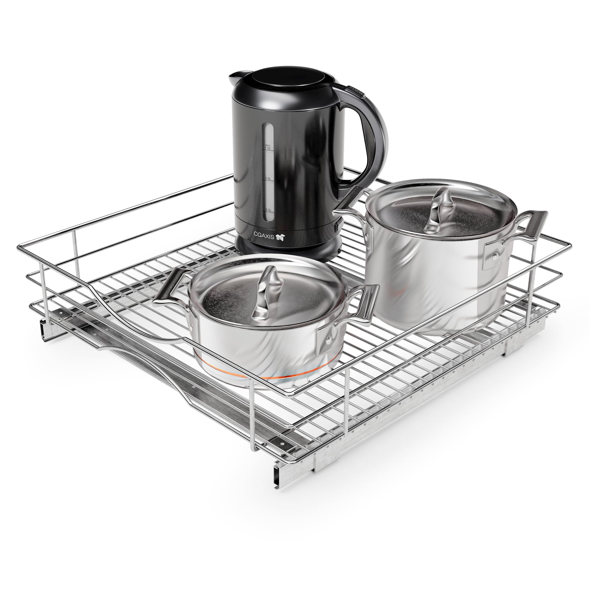 Home Zone Living Pull Out Kitchen Cabinet Organizer with Slide Out Drawer for Space Saving Storage, 20” W x 21” L Image