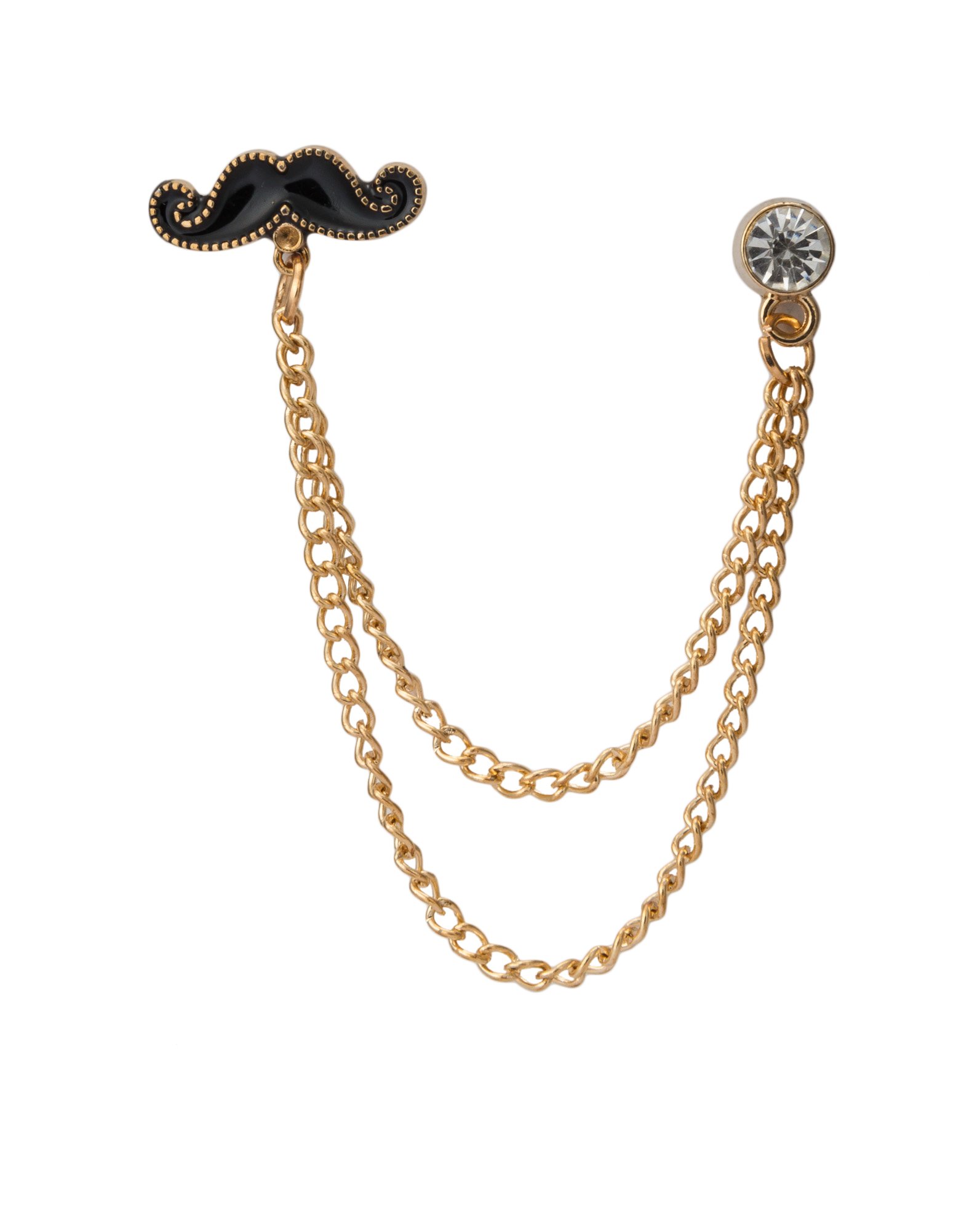 Brooch Lapel Pin for Men Moustache and Stone with Hanging Tassel Lapel Pin Badge Coat Suit Wedding Gift Party Shirt Collar Accessory Brooch for Men