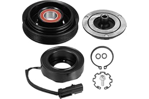 X AUTOHAUX 1 Set AC Compressor Clutch Kit Pulley Coil Auto Repair Compressors Assembly for Dodge for Ram 1500 3.7L 4.7L 2004-2007