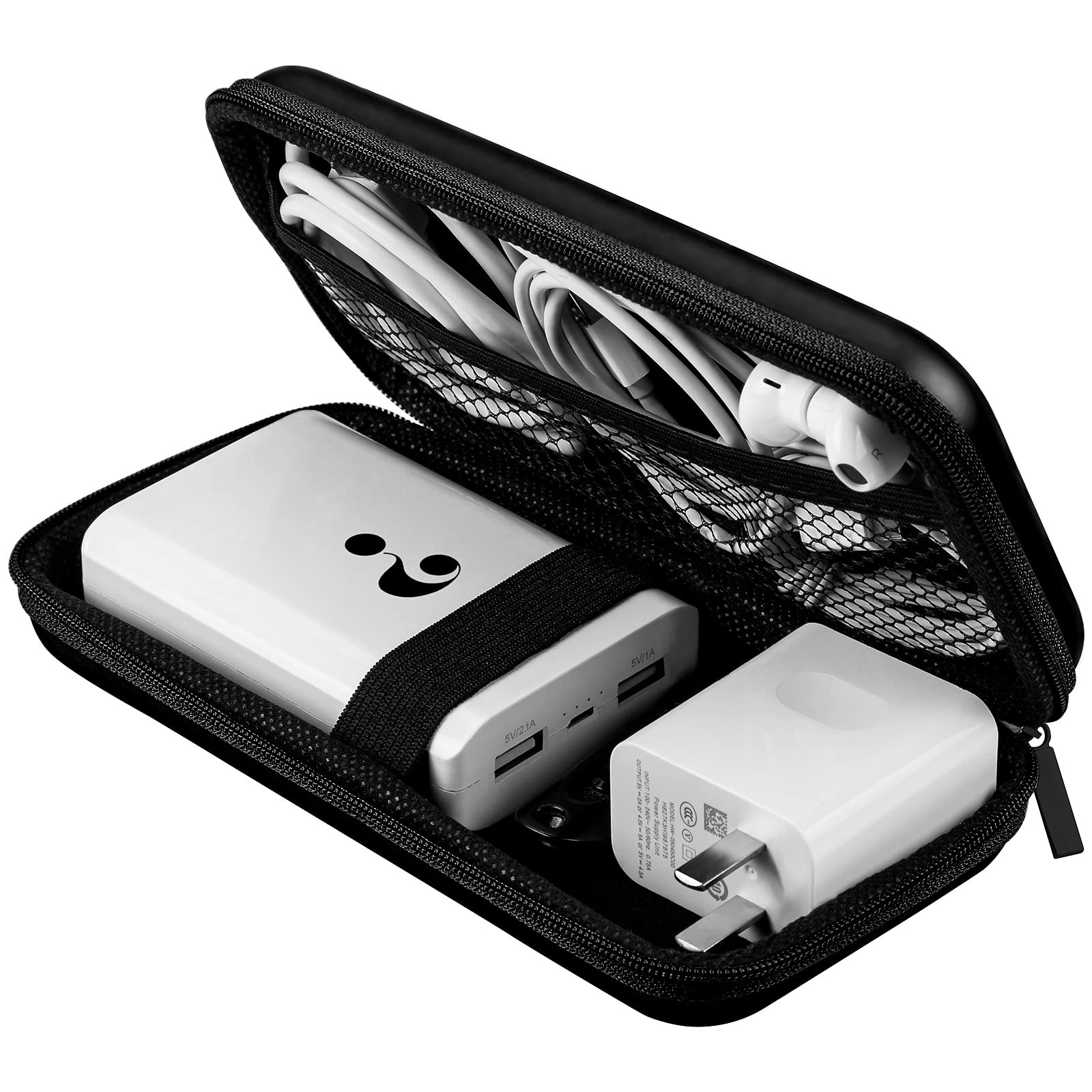 ACOCOBUY Power Bank Case Shockproof Hard EVA Carrying Case for Hard Drive Bag Travel Cable Organizer Electronic Organizer Pouch With Zipper Multifunctional Storage Wallet Travel Essentials Black