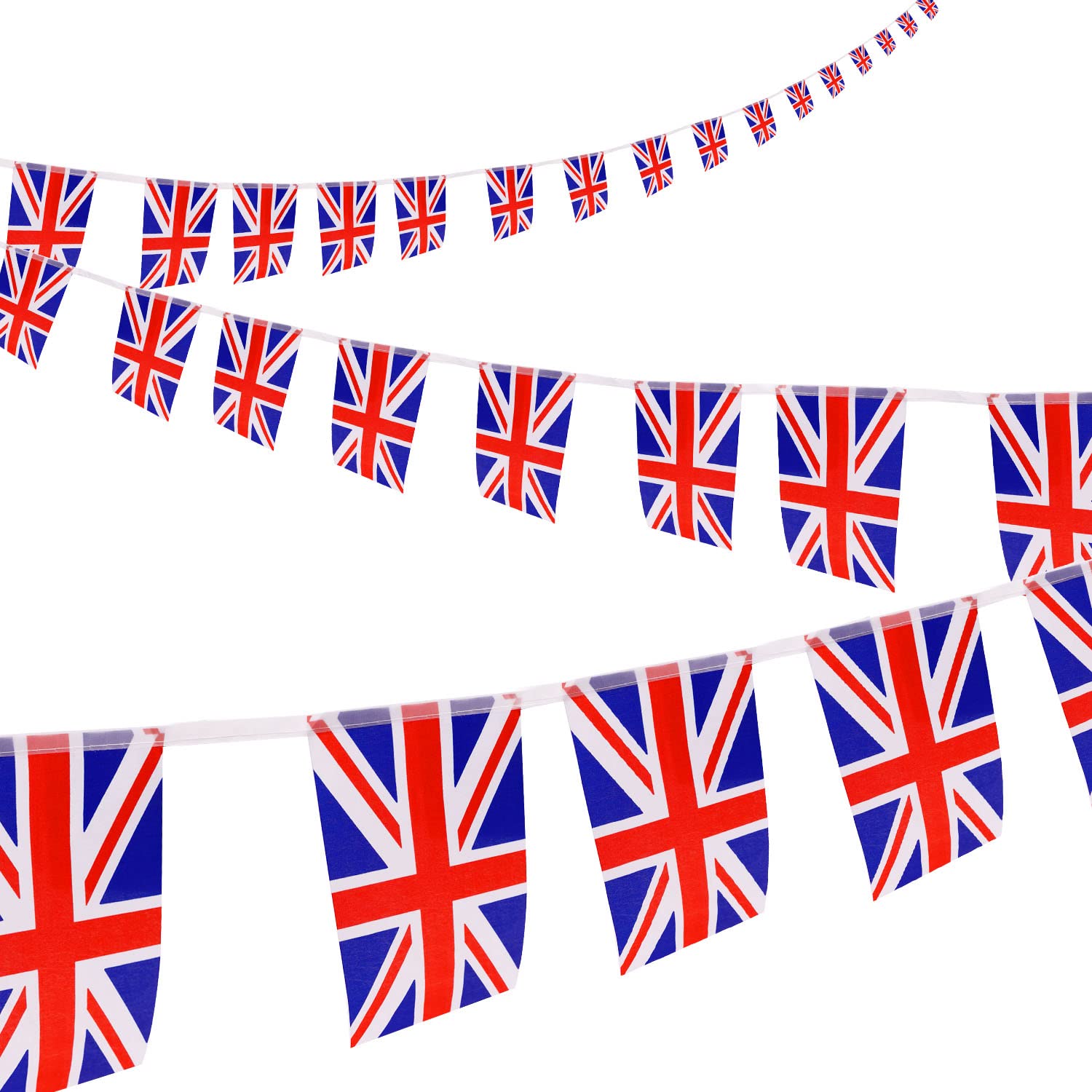 Aohcae Union Jack Bunting, 10m/32.8ft Coronation Bunting for King Charles III 30Pcs UK British Bunting for Royal Events Party Coronation Decoration (Rectangle)