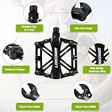 Loocower Bicycle Pedals 9/16 Aluminum Anti-Slip Mountain Road Hybrid Black view 3