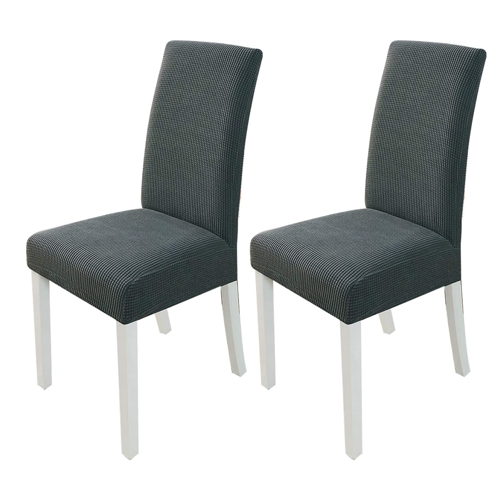 PETCUTE Chair covers stretch dining chair covers spandex chair slipcovers Dark gray Set of 2