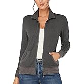 J.Corrine Women's Zip up Sweatshirts Jacket Stand Collar Long Sleeve Athletic Running Track Jacket with Pockets