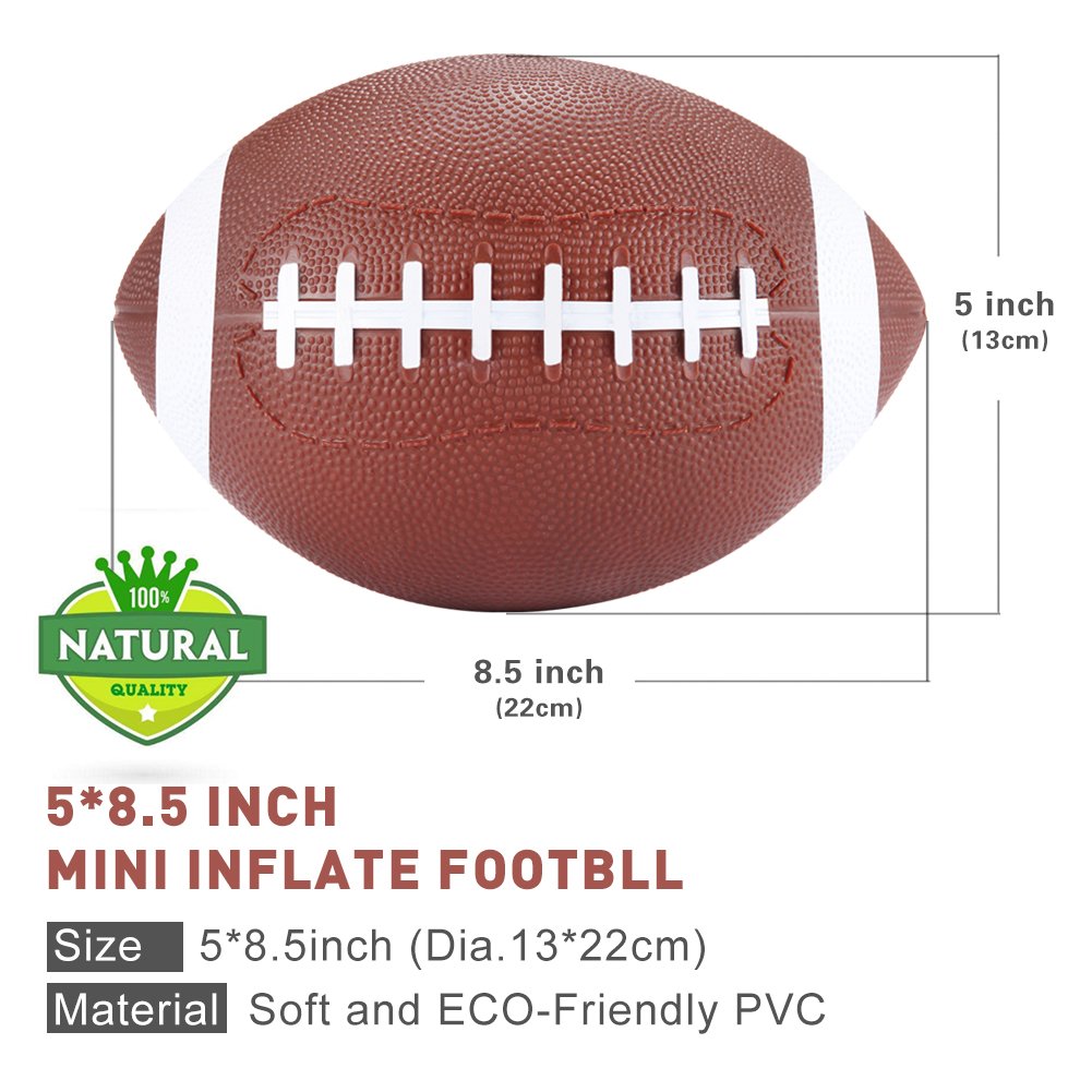 YAPA Football for Toddlers Mini Cute American Footballs Handheld Kids Toy,Bouncy and Soft 7.5”Inflate Beach Ball Come Deflate（Brown）