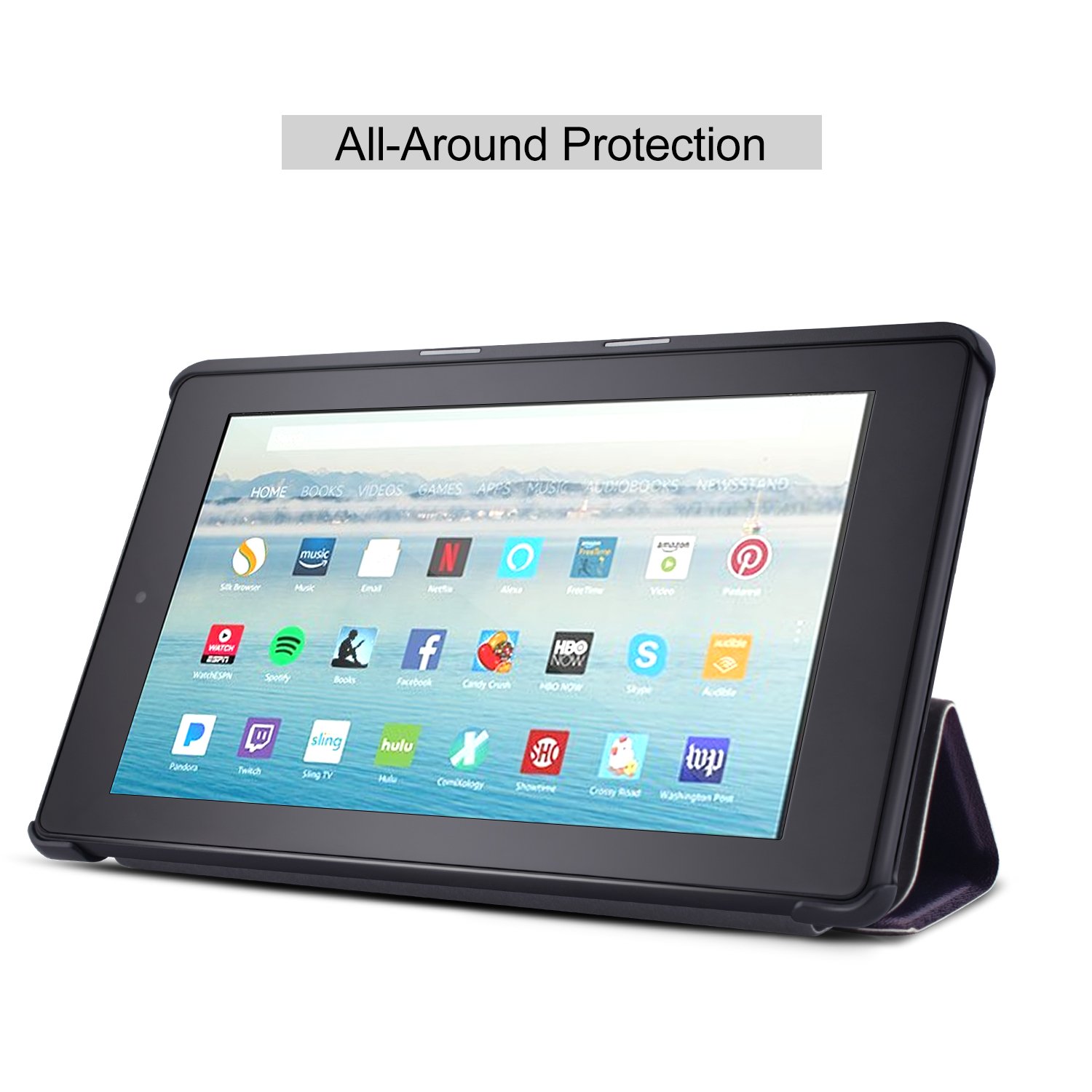 Dopup Fire 7 Folio Case for All-New Amazon fire 7, PU Leather Stand Folding Cover for Amazon New 7th Gen 2017 Release Slim Fit Ultra Lightweight with Auto Wake/Sleep(Color Fun)