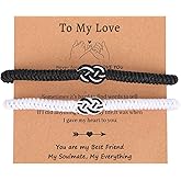 2pcs Couples Bracelets for Him and Her, Love Knot Matching Bracelet with Card Couple Jewelry Gifts Relationship Jewelry for Husband Wife Family Friends