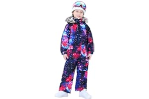 SNBOCON Kids Girls Boys Waterproof Colorful One Piece Snowsuits Coveralls Ski Suits Jackets Winter Jumpsuits
