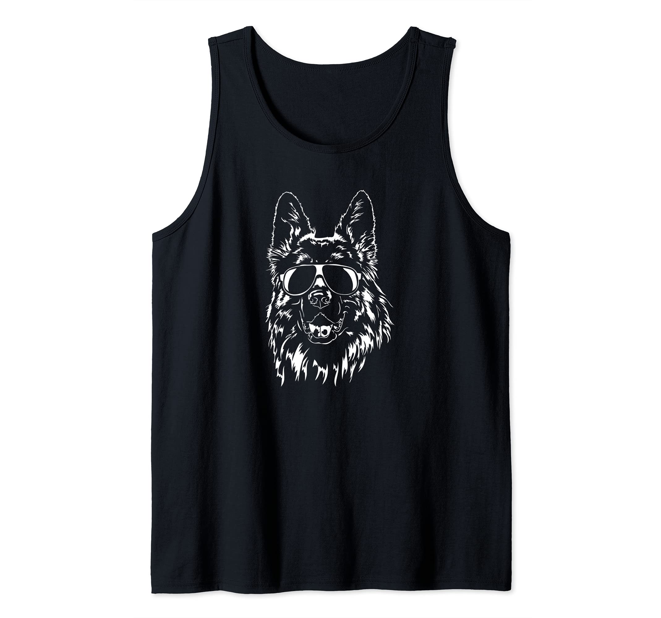 Funny Proud German Shepherd dog sunglasses cool dog Tank Top