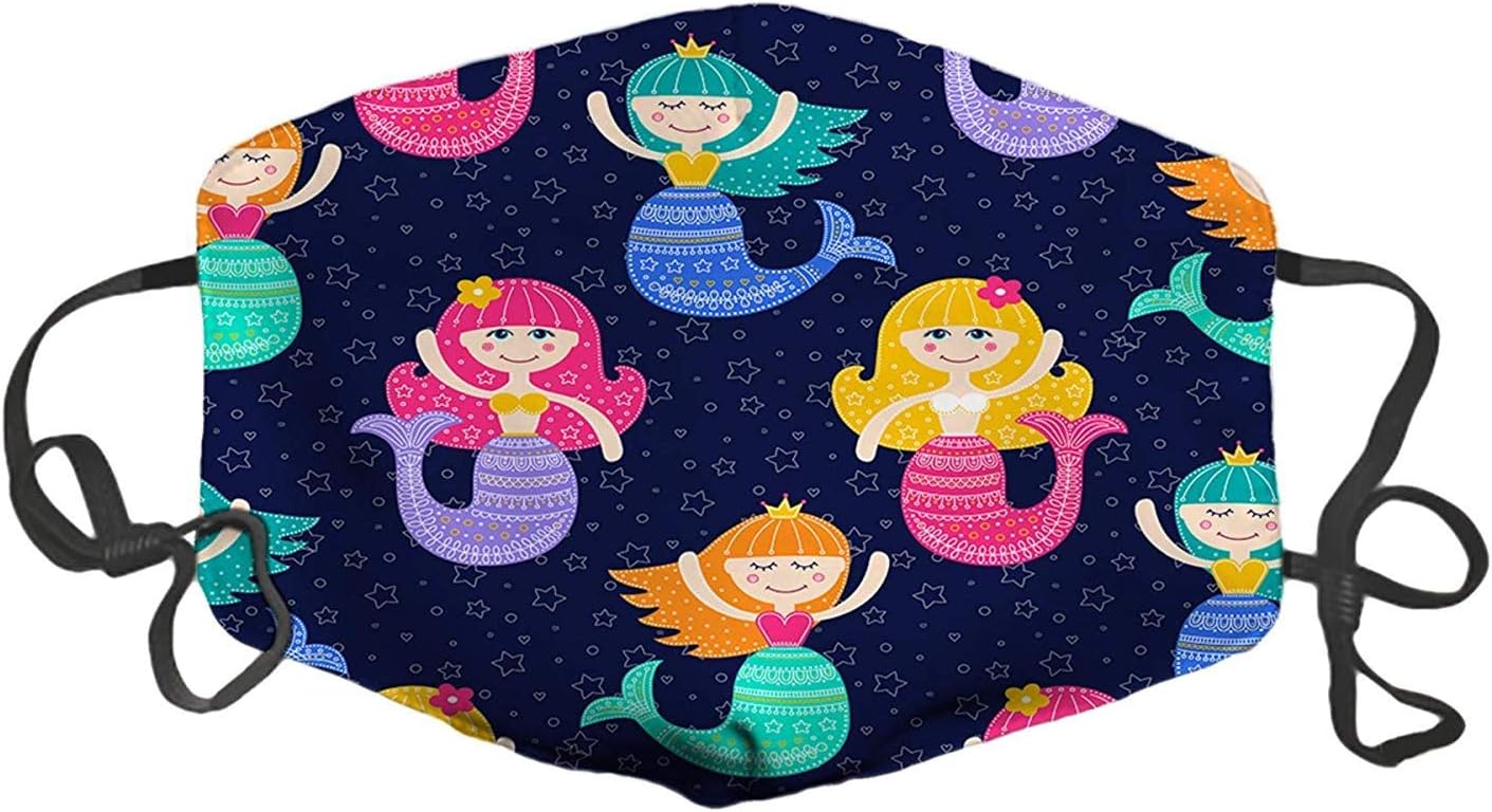 Cute Mermaid Girls Custom Mouth Mask Anti-Dust Face Mask Adjustable Buckle Face Mask White