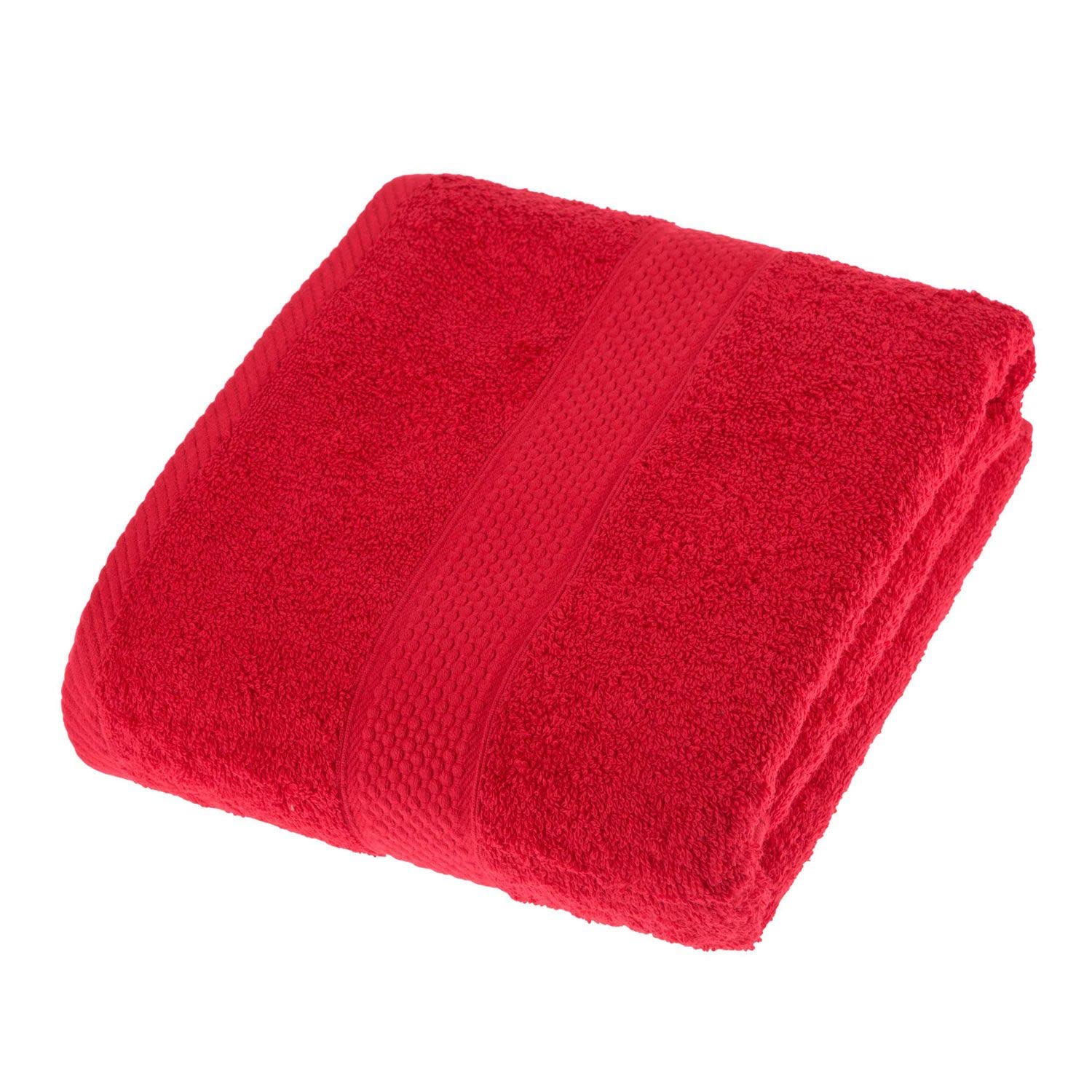 HOMESCAPES Red Turkish Cotton Bath Towel Super Soft Thick & Absorbent 500 GSM Towel Heavy Weight for everyday Luxury