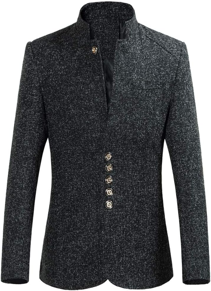 Men's Leisure Business Blazer Stand Collar Single Row Buckle Long Sleeve Autumn Winter Party Formal Suit Coat Gentleman High-end Atmosphere Outwear