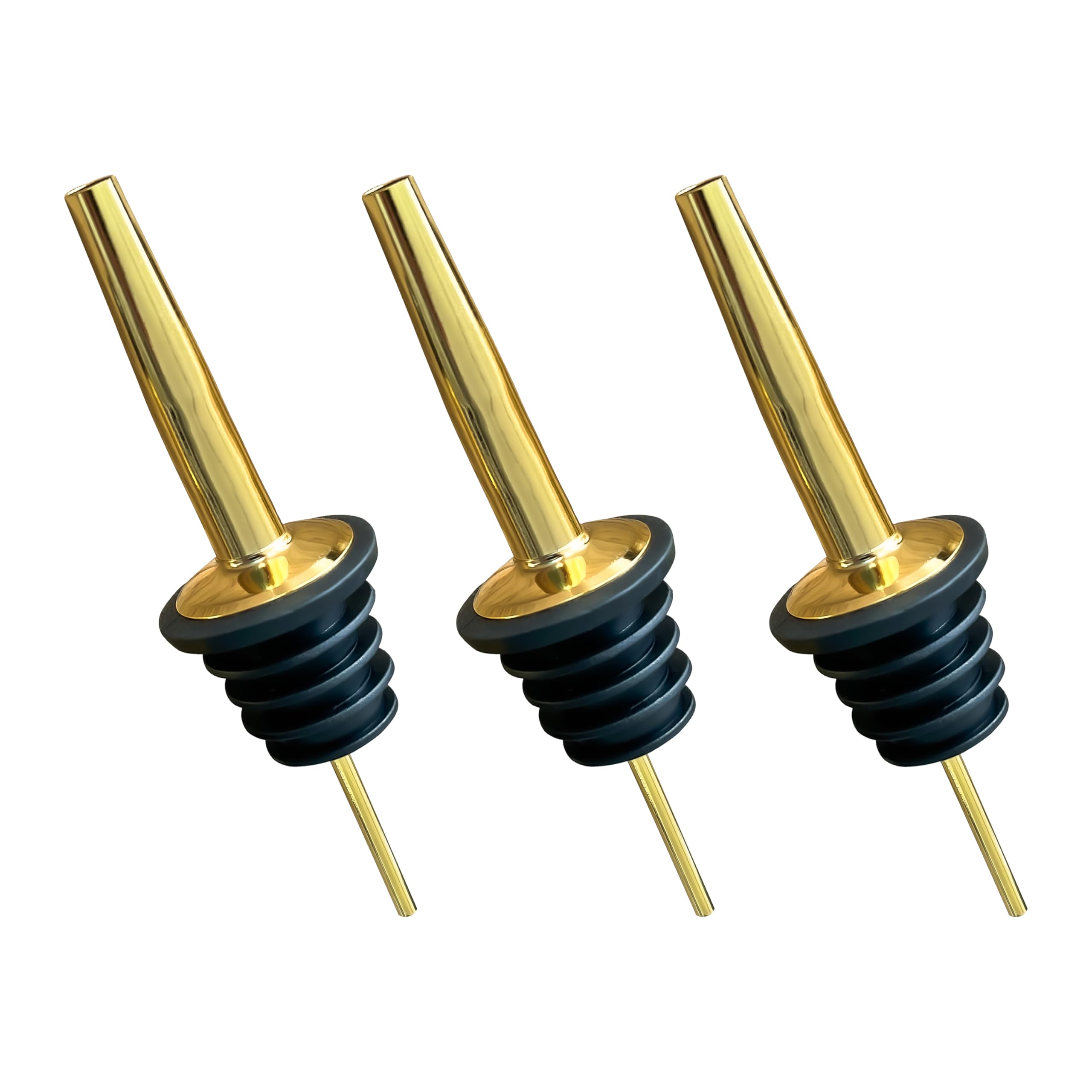 Pourer Gold Stainless Steel Bottle Pourer, Spirits & Wine Dispenser, Gold Pourer for Vinegar, Oil Bottles Pouring Aid, Bar Accessories, Stainless Steel Wine Spirits Pourer Liquor Dispenser x 3