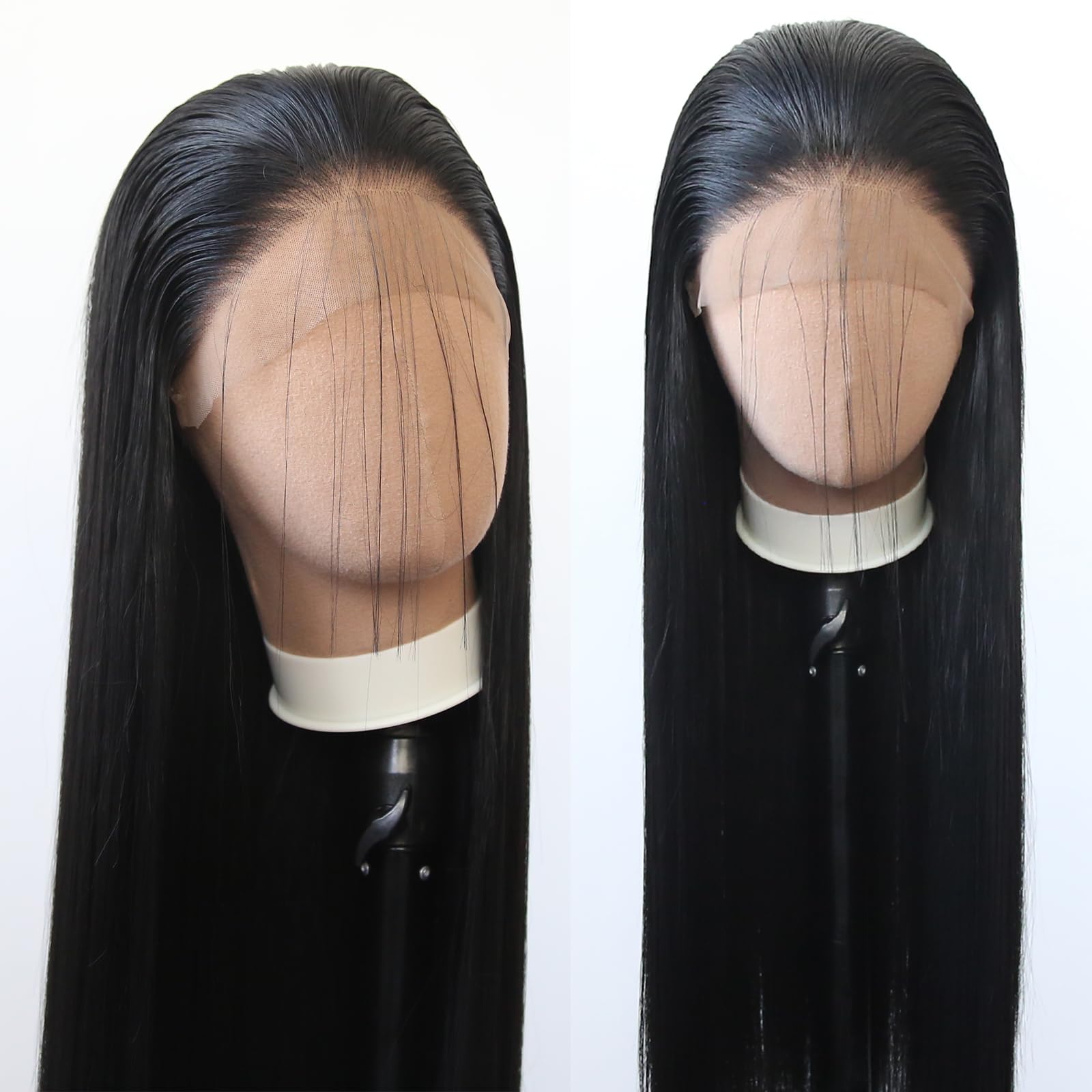 Towarm Black Wig Long Straight Jet Black Synthetic Lace Front Wigs Pre Plucked Natural Hairline with Baby Hair for Black Women Heat Resistant Fiber Hair Cosplay Daily Wear Wig (Black) — image 1