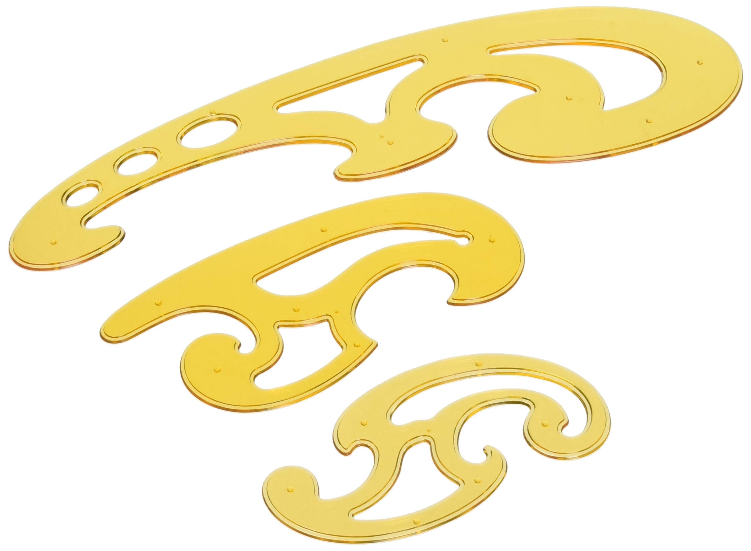 Liquidraw French Curve Set of 3 - Orange Plastic | Technical Drawing Stencil Rulers | Inking Edge | Rounded Corners for Easy Measuring & Drawing Curved Lines | Technical Drafting & Dressmaking Tool