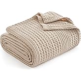 PHF Lightweight Waffle Weave Blanket King Size, Breathable & Ultra Soft, 104"x 90" Soft & Cozy Thin Blanket for All Season & Hot Sleepers, Bed, Home Decor - Light Tan