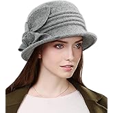 Sumolux Women Beret Hat French Vintage Floral Wool Dress Cloche Classic Winter Hat 1920s