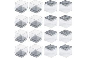Anwenk 1''x1 Square Chair Leg Floor Protectors with Felt Pads 1inch 1 in Square Table Leg Protectors Chair Leg Caps Small, 16Pack,Clear