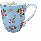 LJIMICAORO 13oz Bone China Floral Mug Bone China Coffee Mugs Bone Teacup Christmas Mugs Birthday Gifts for Women Mom Friends Coworker