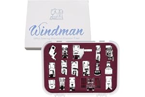 Windman Presser Feet Set 16Pcs Includes 16Pcs Most Common Used Sewing Foot, Low Shank Adapter and Manual for Brother, Singer, Babylock and Most Low Shank Sewing Machine Use