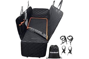 Dog Car Seat Cover - Waterproof Zipper Large Back Dog Hammock with Mesh Viewing Window - Anti-Scratch Nonslip 600D Heavy Duty