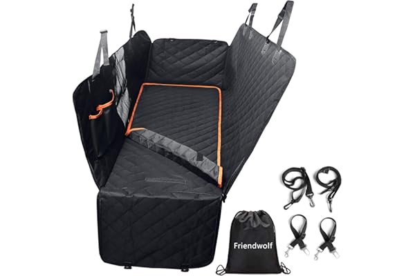 Dog Car Seat Cover - Waterproof Zipper Large Back Dog Hammock with Mesh Viewing Window - Anti-Scratch Nonslip 600D Heavy Duty