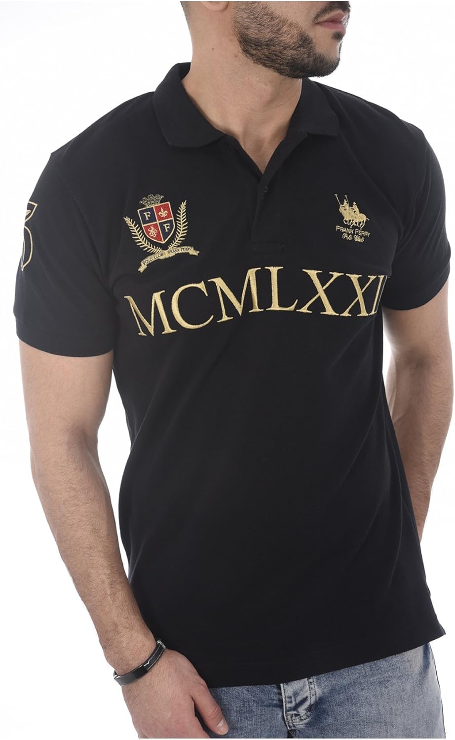 FRANK FERRY - Polo de algodón piqué Bordado Ff513 Les Noirs S: Amazon.es: Ropa y accesorios