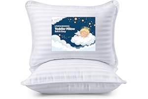 Utopia Bedding Toddler Pillow (White, 2 Pack), 13x18 Toddler Pillows for Sleeping, Soft and Breathable Cotton Blend Shell, Po