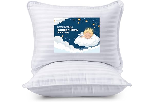 Utopia Bedding Toddler Pillow (White, 2 Pack), 13x18 Toddler Pillows for Sleeping, Soft and Breathable Cotton Blend Shell, Po