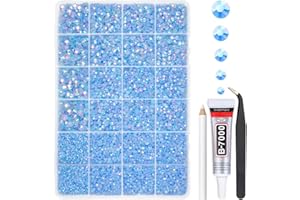 qiipii Light Blue AB Resin Rhinestones for Bedazzling Crafting 2mm 3mm 4mm 5mm 6mm Flatback Jelly Stones Baby Blue Diamonds Gems Charms for Nails Face Eyes Makeup Tumblers Crafts Shoes Clothes Phones