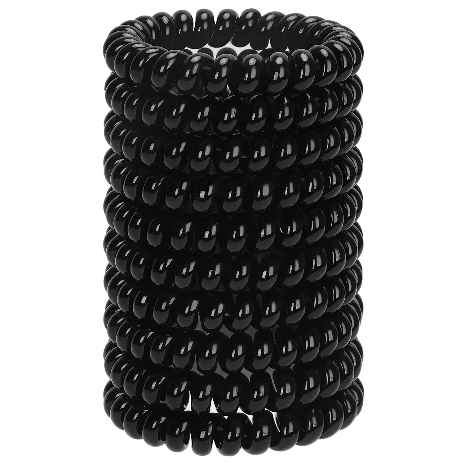 JessLab Spiral Hair Ties, 10 Pcs Traceless Phone Cord Bracelet Plastic Coil Ponytail Holders No-Damage Accessory for Girls Women Ladies, Color Assorted, Set 29