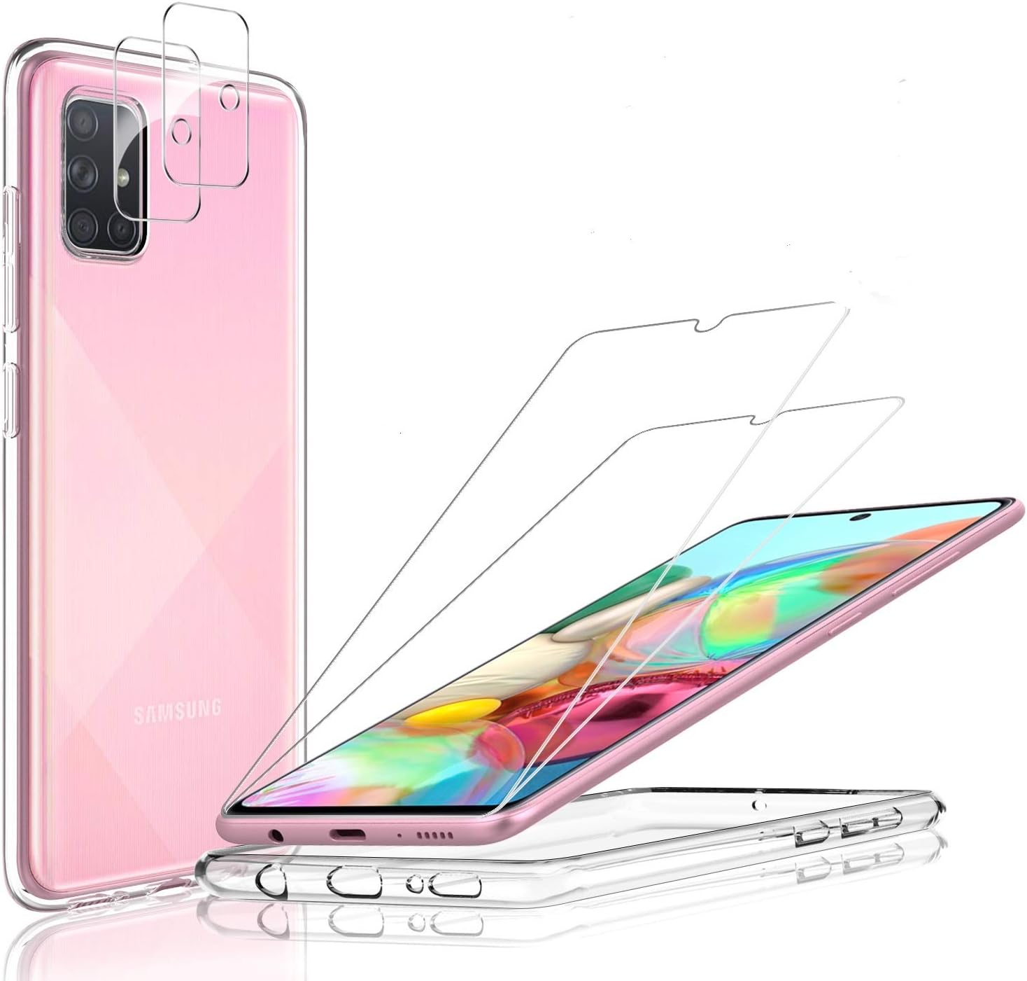 YockTec Case and Screen Protector for Samsung Galaxy A71,Soft TPU Gel Cover and 9H Hardness HD Clear Premium Tempered Glass Screen Protector for Samsung Galaxy A71 Phone
