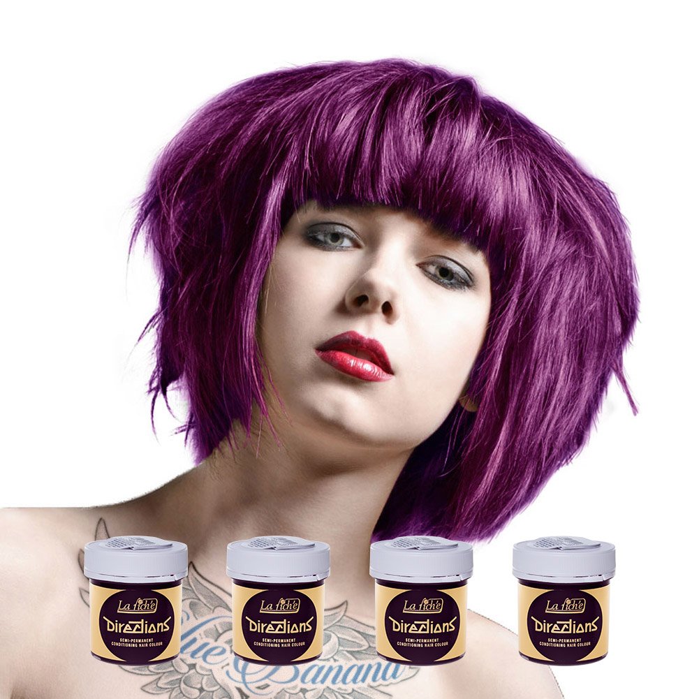 4 x La Riche Directions Semi-Perm Hair Colour Plum 4x 100 ml