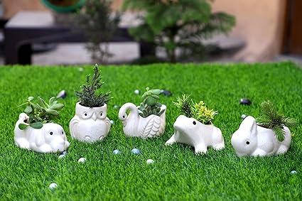 Lyallpur Stores Ceramic Planter Pot Animal & Bird Shape (White Color, 8 cm) Plant Not Included