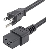 StarTech.com 10ft (3m) Heavy Duty Power Cord, NEMA 5-15P to C19 AC Power Cord, 15A 125V, 14AWG, Computer Power Cord, Heavy Gauge Power Cable for PDUs and Network Equipment, UL Listed (PXT515191410)