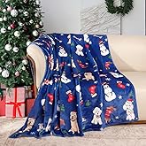 Bestraily Christmas Dog Throw Blanket Cute Puppy Flannel Fleece Throw Blanket Christmas Throw Blankets for Dog Lover Xmas Dog Pattern Cozy Fuzzy Plush Throw Blankets 50" X 60"